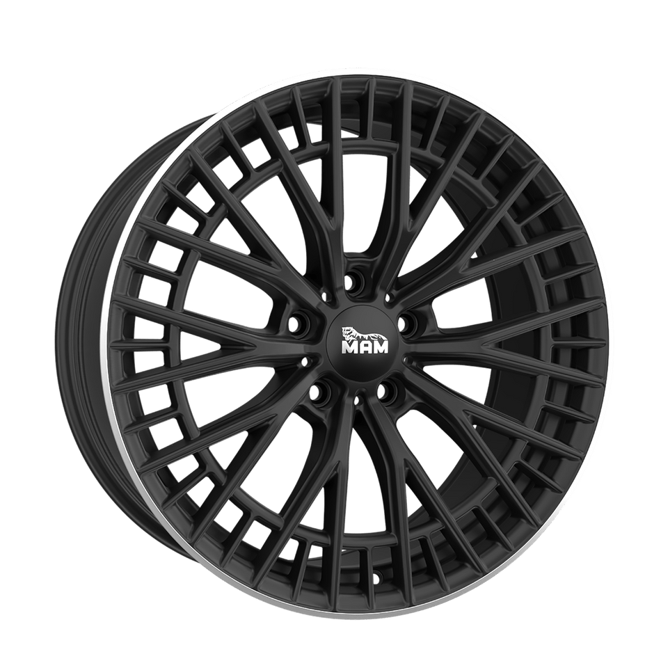 MAM WHEELS GT2 8.5x19 ET40 5x108 CB72.6 MATT BLACK LIP POLISH
