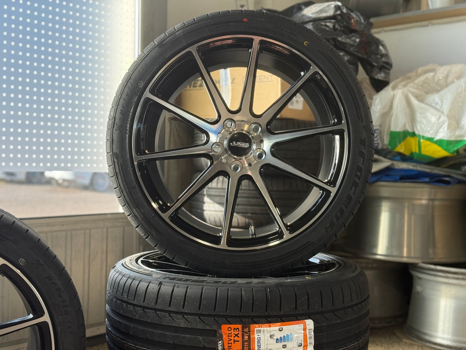 19" ABS 335 Black/Polished 5x120 ET38 74.1 - Tracmax X Privilo 245/40 ZR19 / Tracmax X Privilo  275/35 ZR19 TPMS