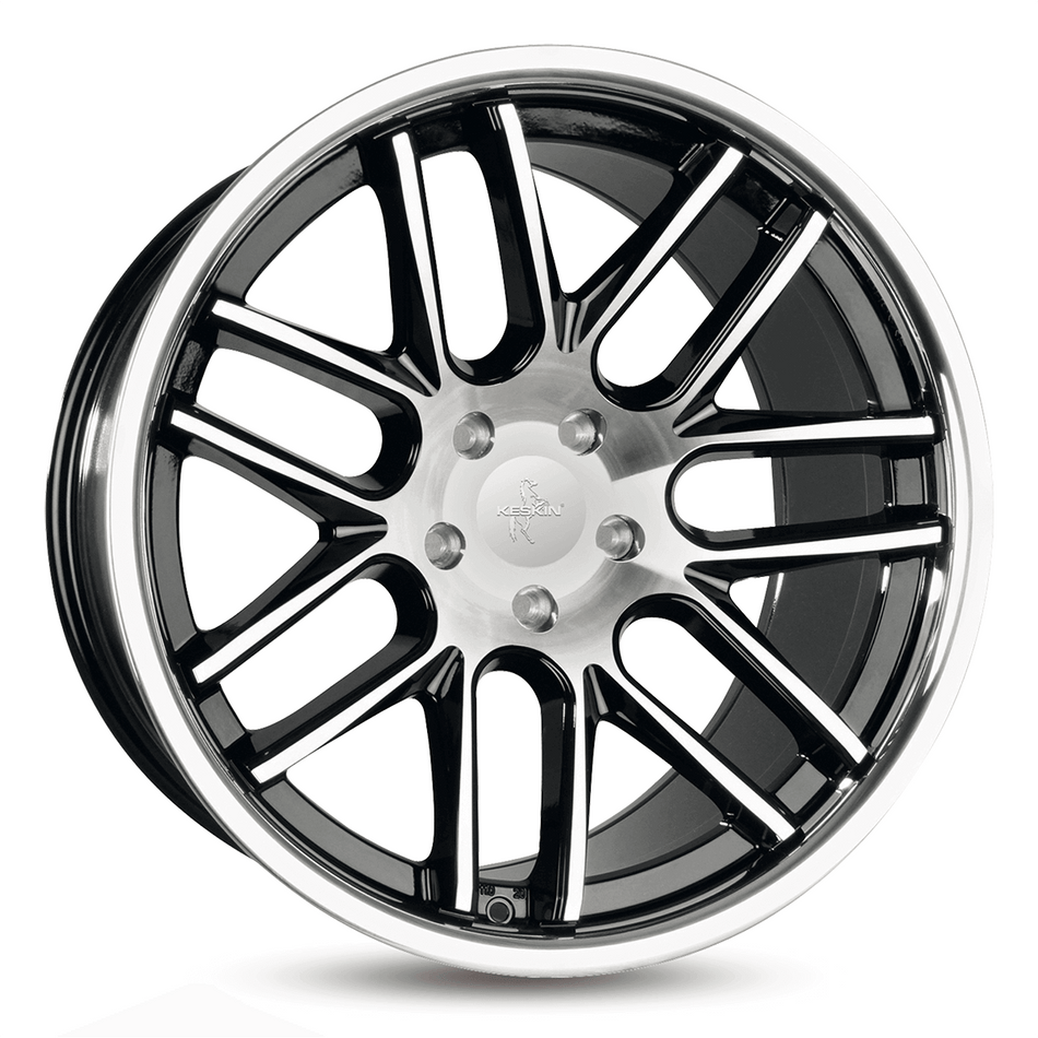 KESKIN WHEELS KT14 11.0x20 ET30 5x120 CB72.6 BLACK FRONT POLISH STEEL LIP
