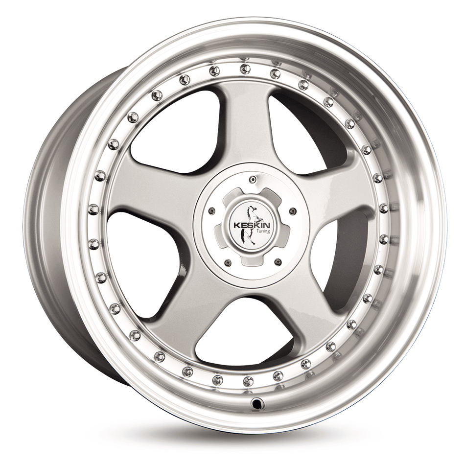 KESKIN WHEELS KT1 10.0x18 ET25 5x100 CB72.6 SILVER LIP POLISH