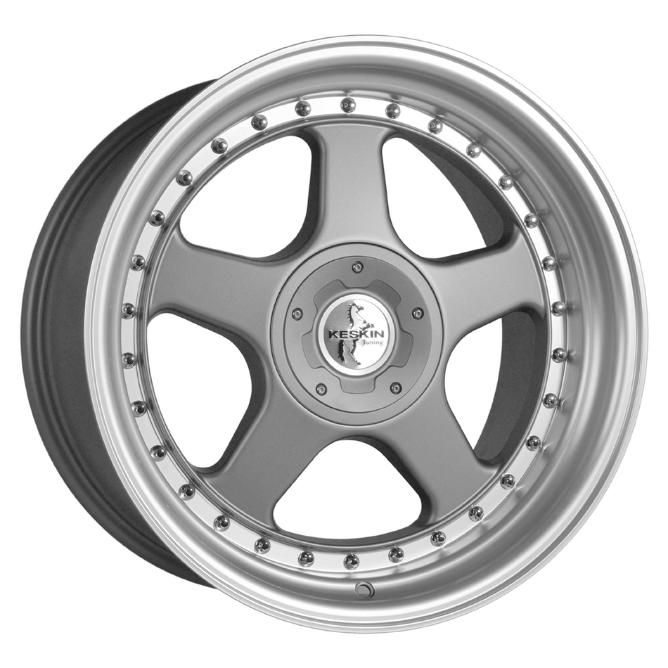 KESKIN WHEELS KT1 10.0x18 ET35 5x112 CB72.6 TITAN GREY LIP POLISH