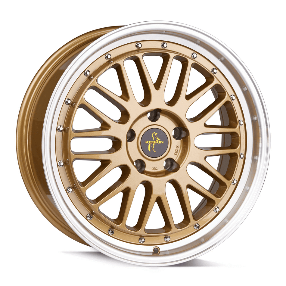 KESKIN WHEELS KT22 8.5x19 ET45 5x108 CB72.6 GOLD LIP POLISH