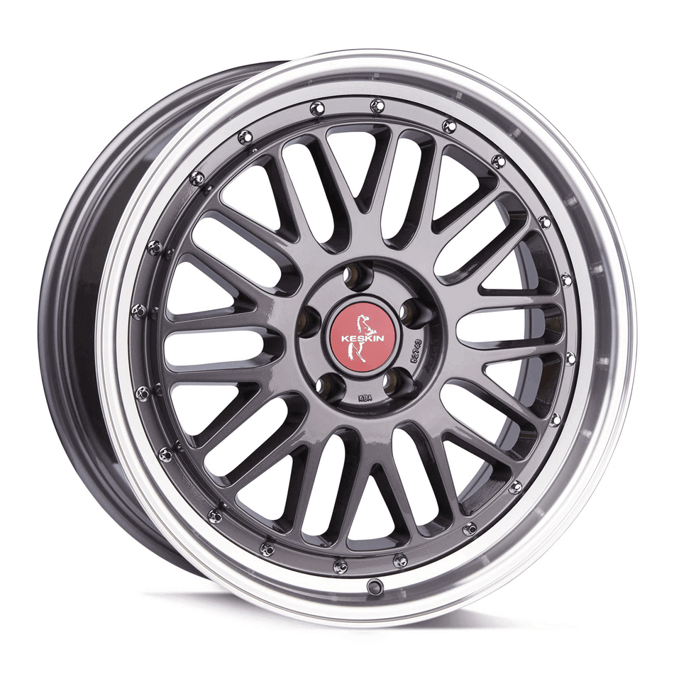 KESKIN WHEELS KT22 8.0x18 ET30 5x100 CB57.1 TITAN GREY LIP POLISH