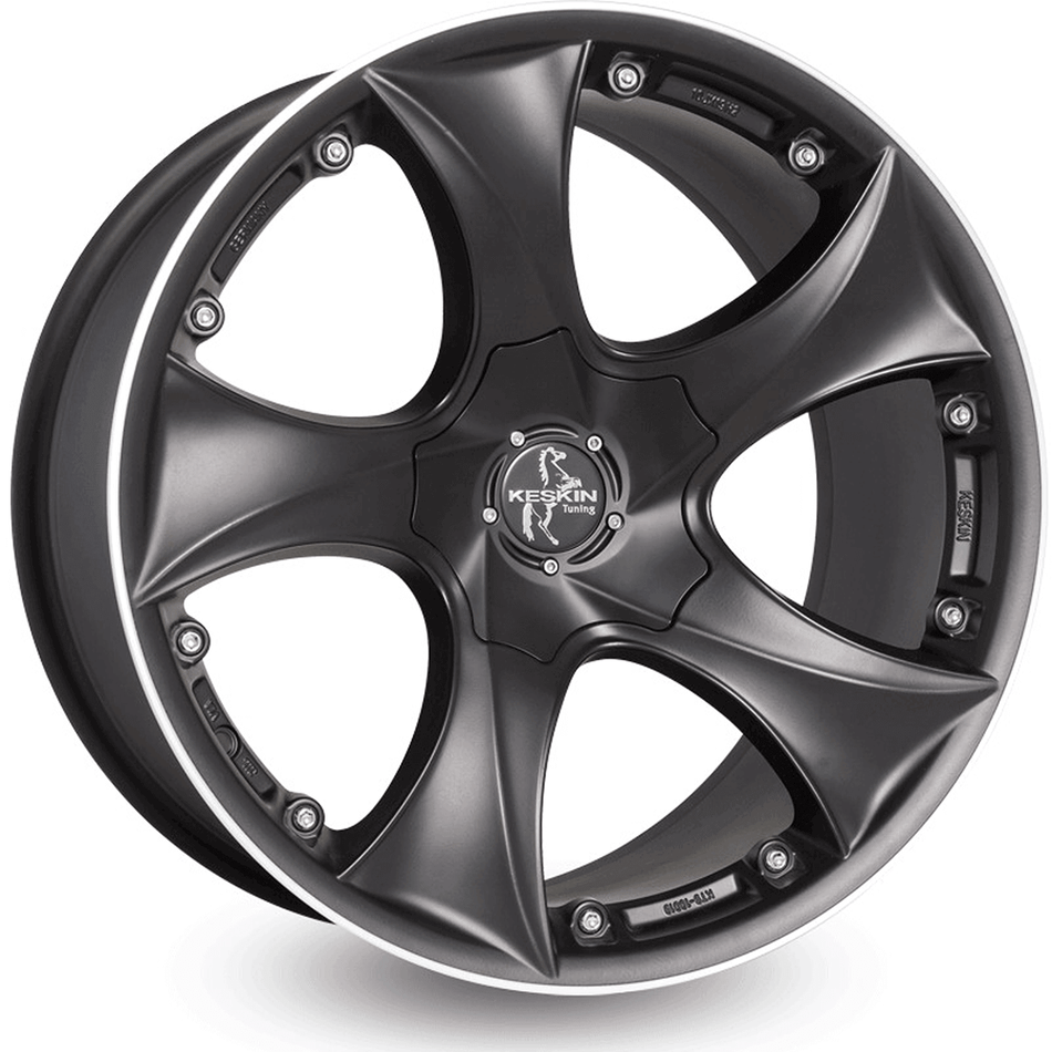 KESKIN WHEELS KT9 9.0x20 ET30 5x130 CB71.5 MATT BLACK LIP POLISH