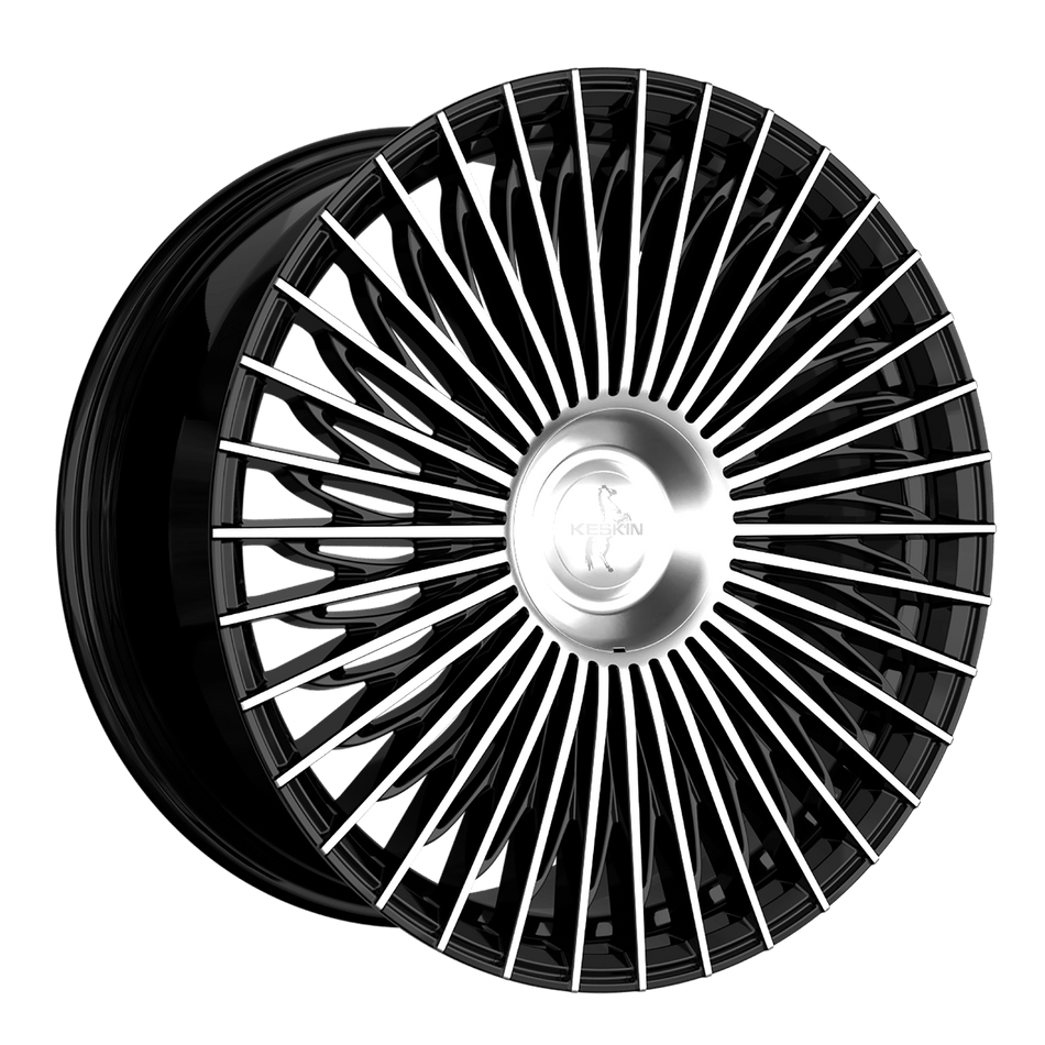 KESKIN WHEELS KT X1 9.5x21 ET40 5x114.3 CB64.1 BLACK FRONT POLISH