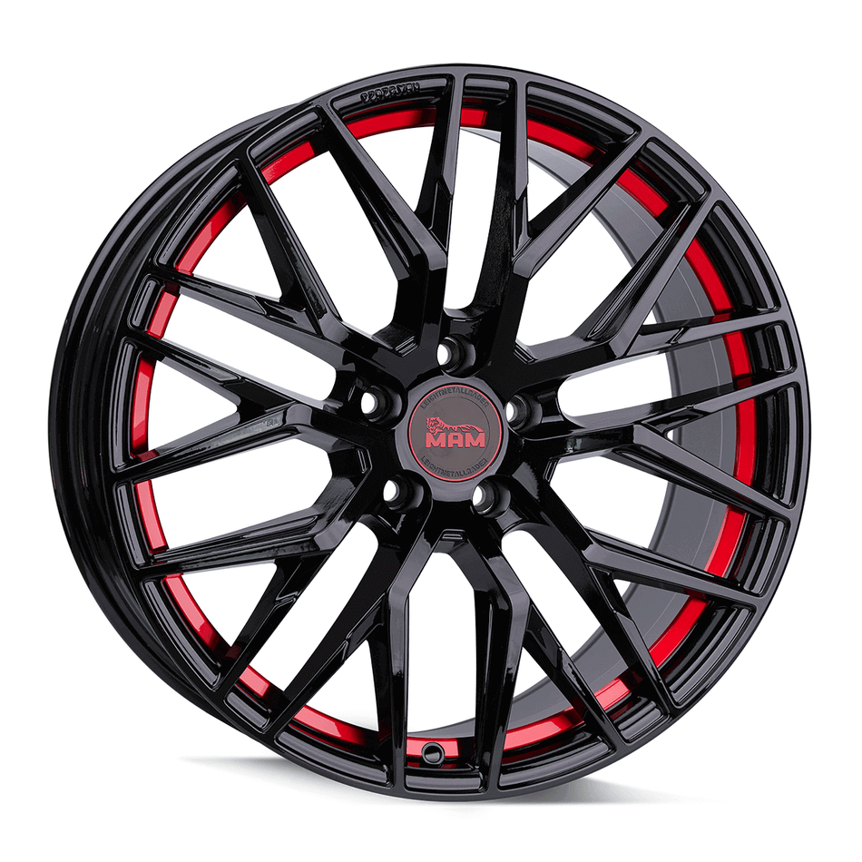 MAM WHEELS RS4 8.0x18 ET35 5x120 CB72.6 BLACK PAINTED RED INSIDE