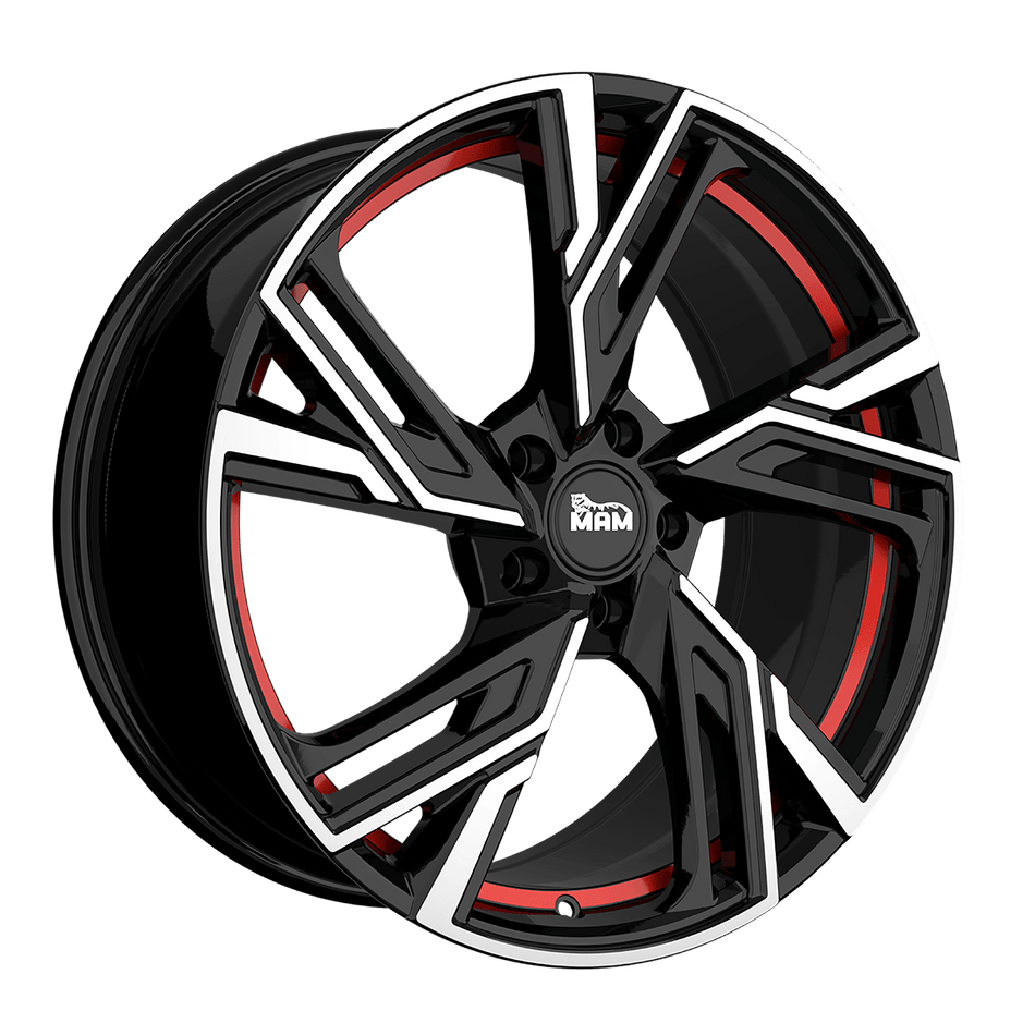 MAM WHEELS RS5 7.0x16 ET38 5x108 CB72.6 BLACK FRONT POLISH RED INSIDE