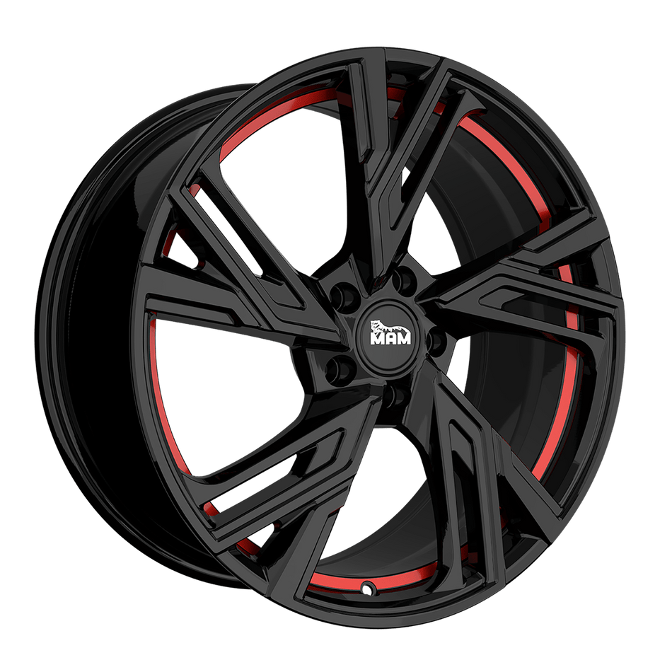 MAM WHEELS RS5 8.5x19 ET40 5x114.3 CB72.6 BLACK PAINTED RED INSIDE