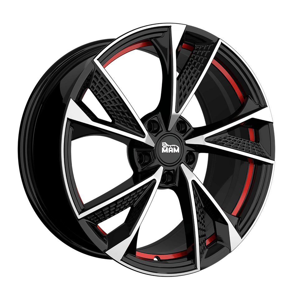 MAM WHEELS RS6 7.0x16 ET40 5x112 CB66.6 BLACK FRONT POLISH RED INSIDE