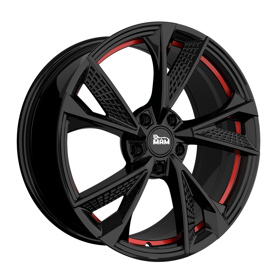MAM WHEELS RS6 8.0x18 ET30 5x114.3 CB72.6 BLACK PAINTED RED INSIDE