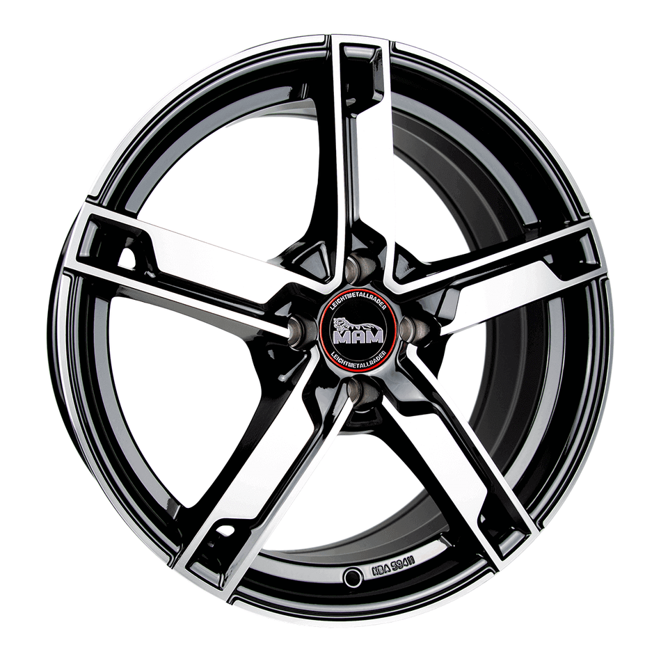 MAM WHEELS W4 6.5x16 ET48 5x112 CB66.6 BLACK FRONT POLISH