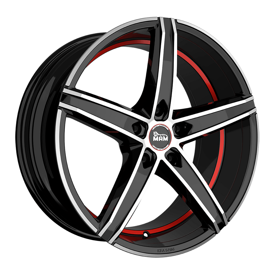 MAM WHEELS OX-18 8.5x19 ET30 5x112 CB66.6 BLACK FRONT POLISH RED INSIDE