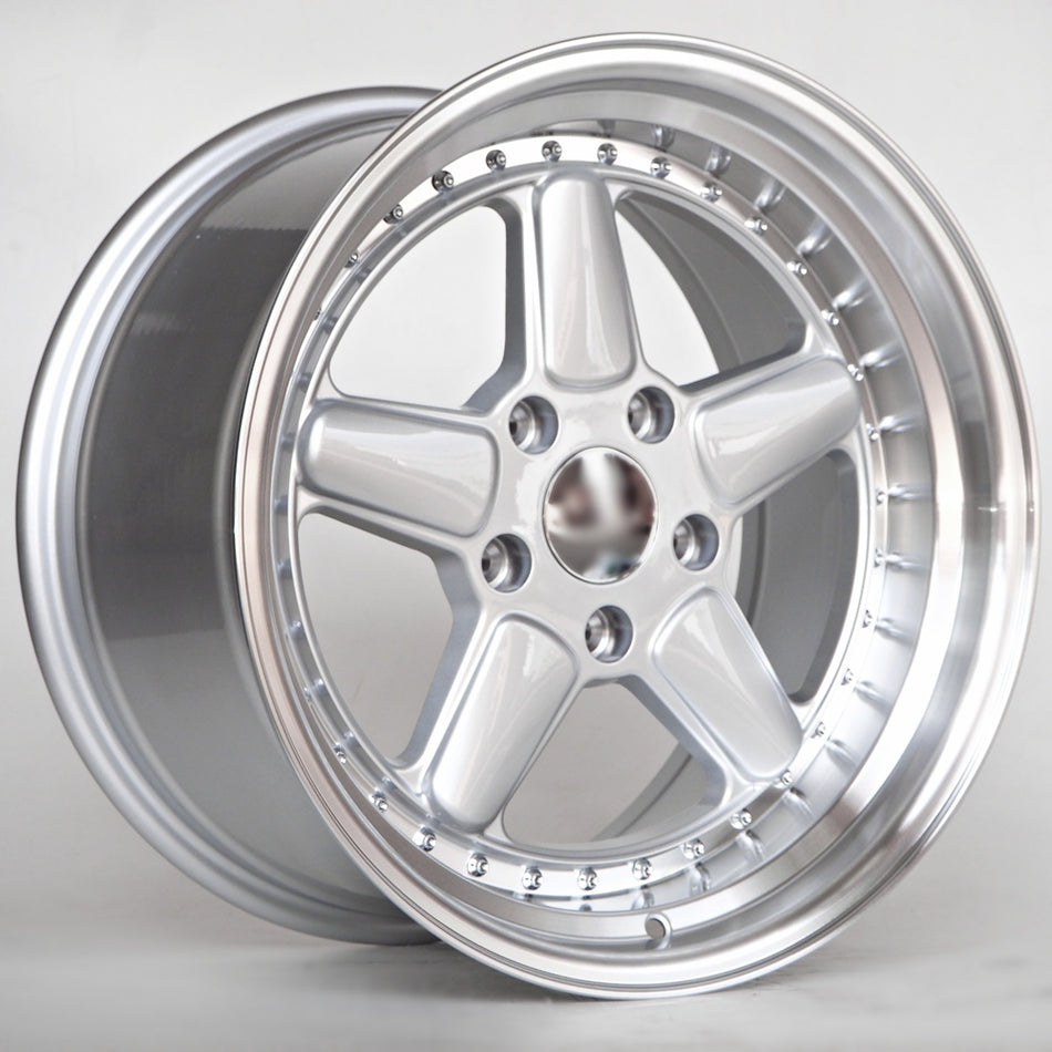 AC Kara 9X17 5X120 ET25 72,6 Silver Machined Lip Chrome Rivets